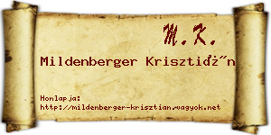 Mildenberger Krisztián névjegykártya